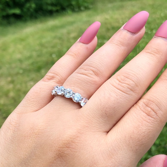 925 Sterling Silver Round Wide Full Eternity Band - Picture 7 of 13